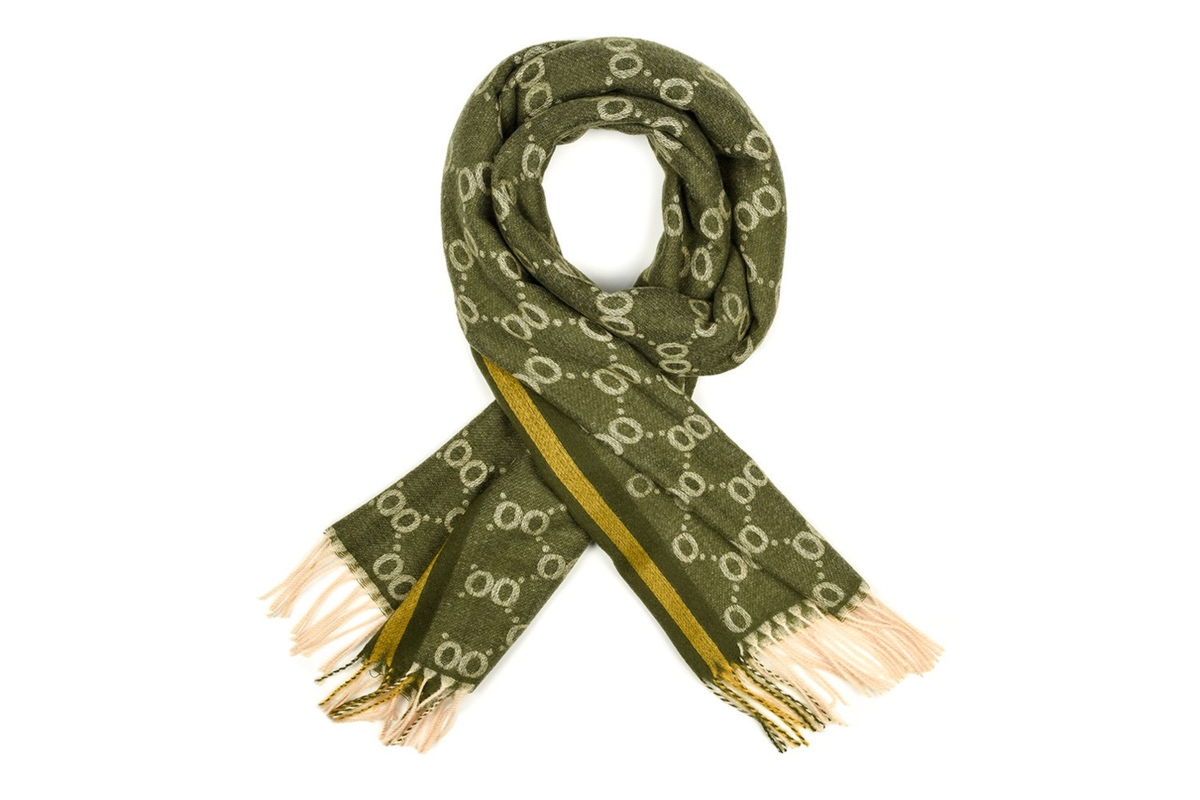 Zielony Bawełniany duży szalik damski ciepły szal elegancki D12