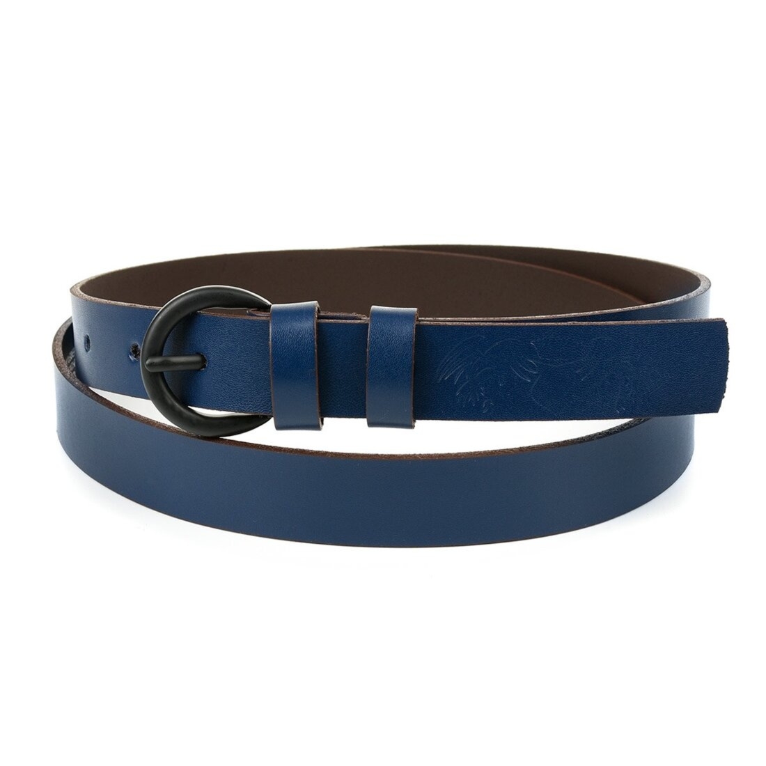 Skórzany pasek damski do spodni sukienki Beltimore granatowy A53 : Kolory - granatowy, Rozmiar pasków - r.110-125 cm