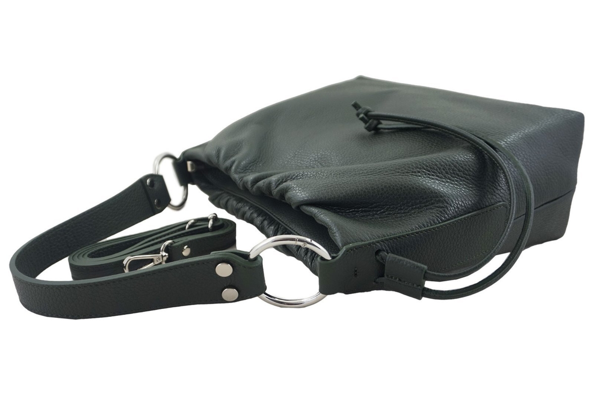 Modne torebki marszczone na ramię - Zielona ciemna