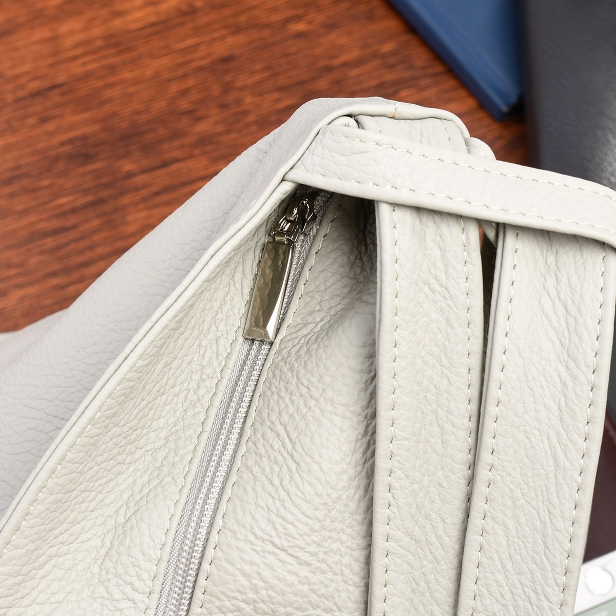 Polska Plecak Torebka Skórzana damska A4 worek jasnoszara U37