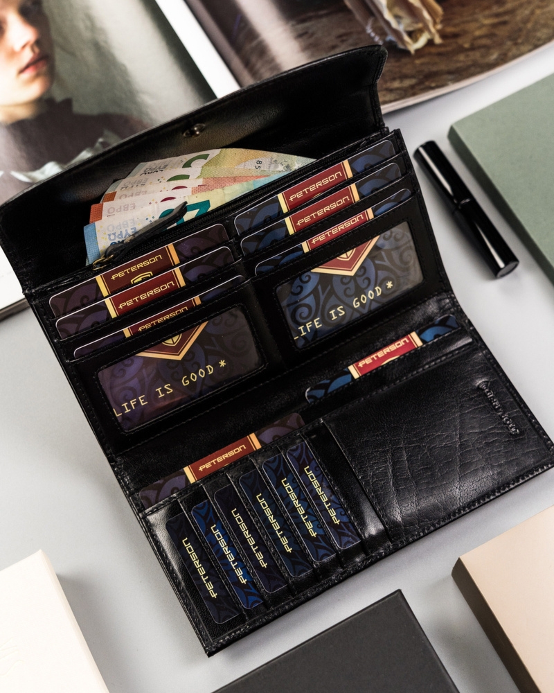 skóra naturalna Damski portfele Peterson PTN 2537-BO