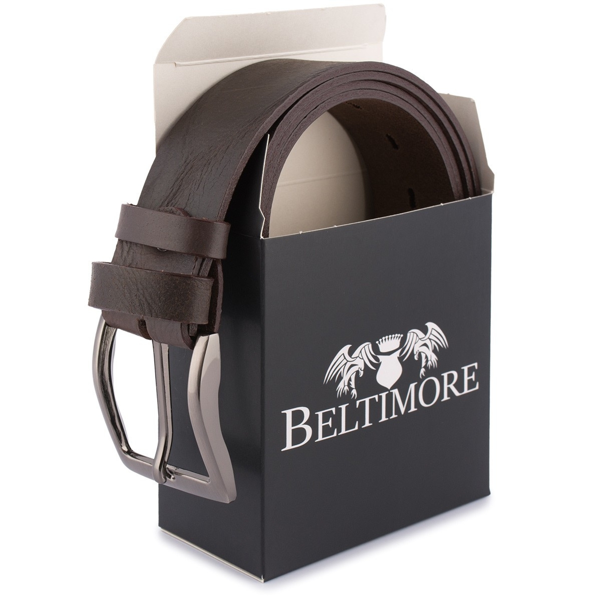 Pasek męski skórzany premium szeroki 4cm klasyczny brązowy Beltimore Jeans E34 : Kolory - brązowy, beżowy, Rozmiar pasków - r.90-105 cm