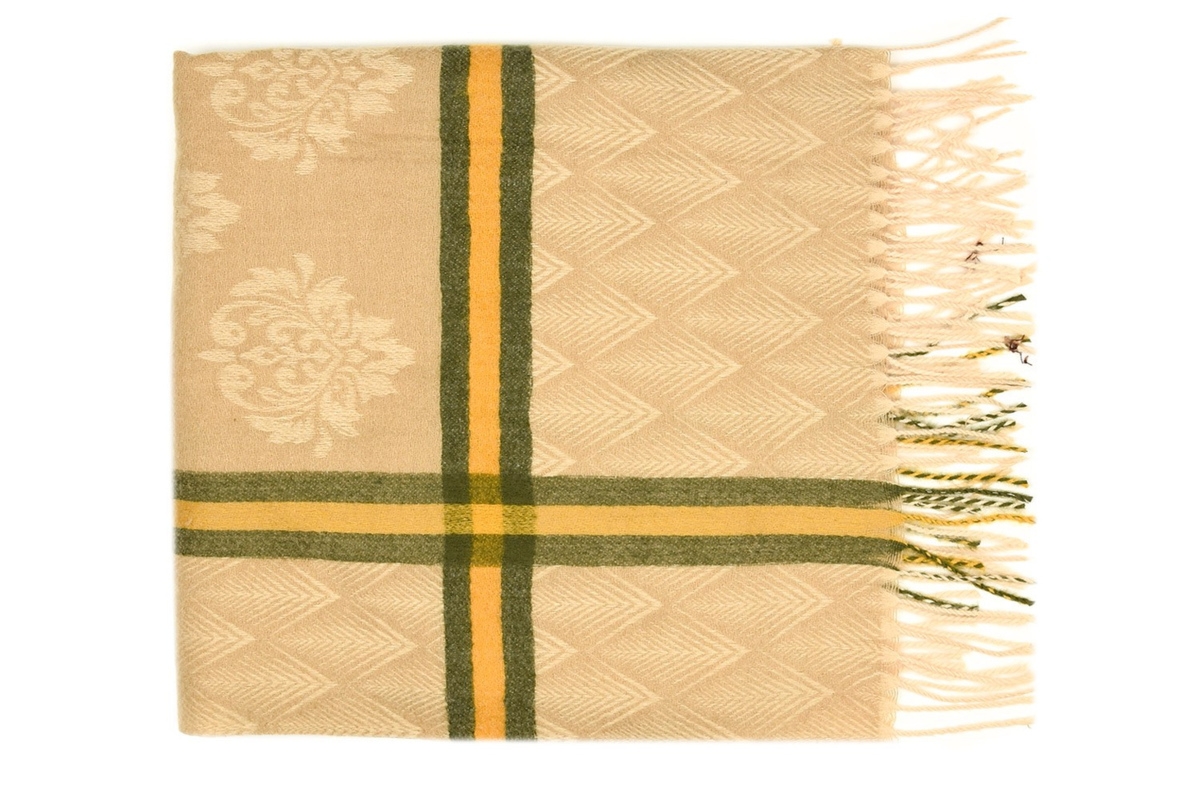 Beżowy Bawełniany duży szalik damski ciepły szal elegancki D09