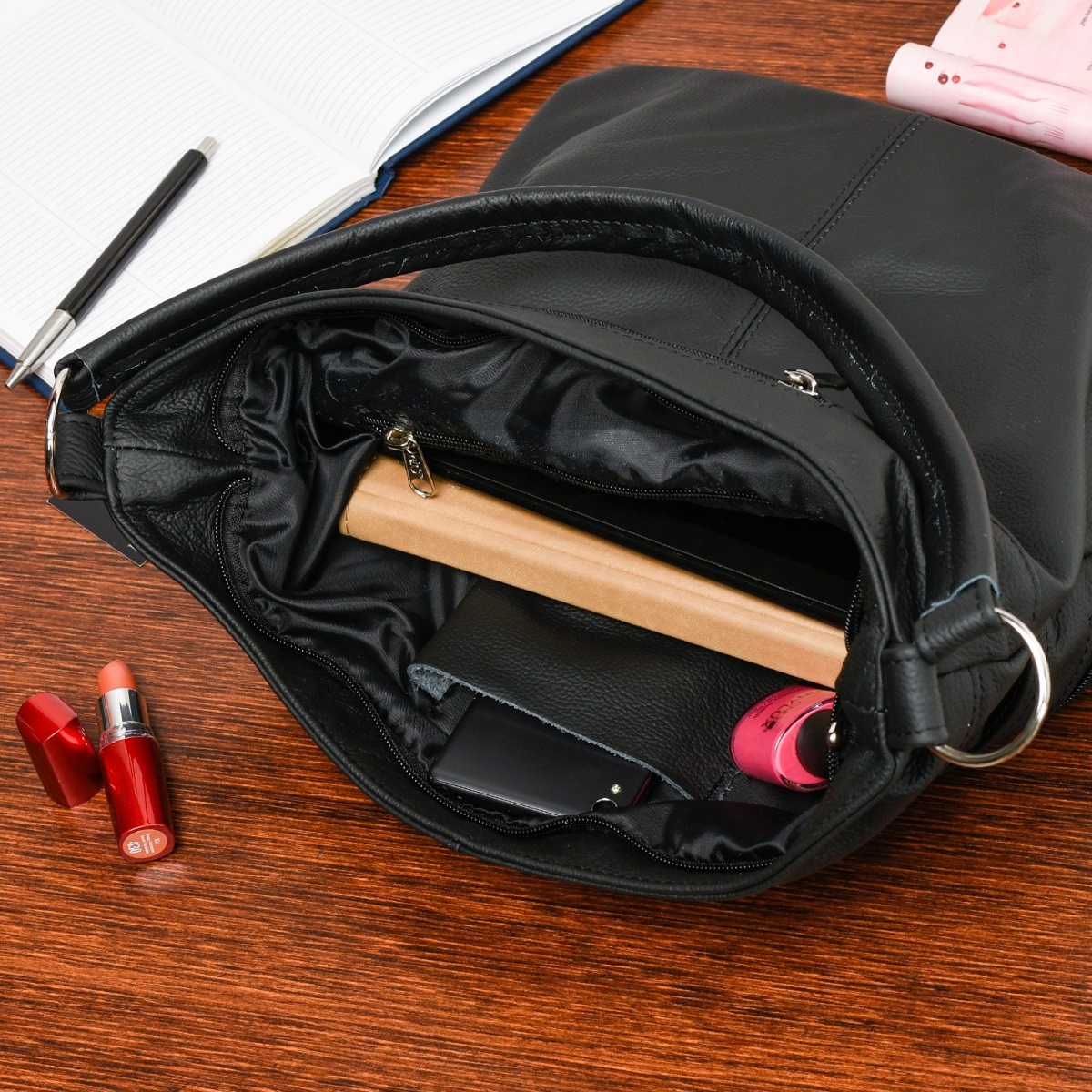 Czarna Beltimore skórzana torebka damska premium H08