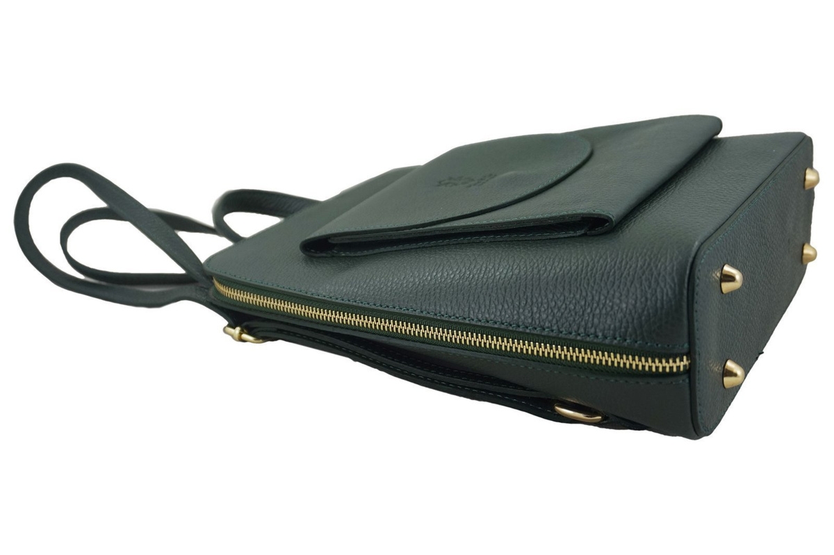 Plecak skórzany / listonoszka - Casual 2w1 - Zielony ciemny