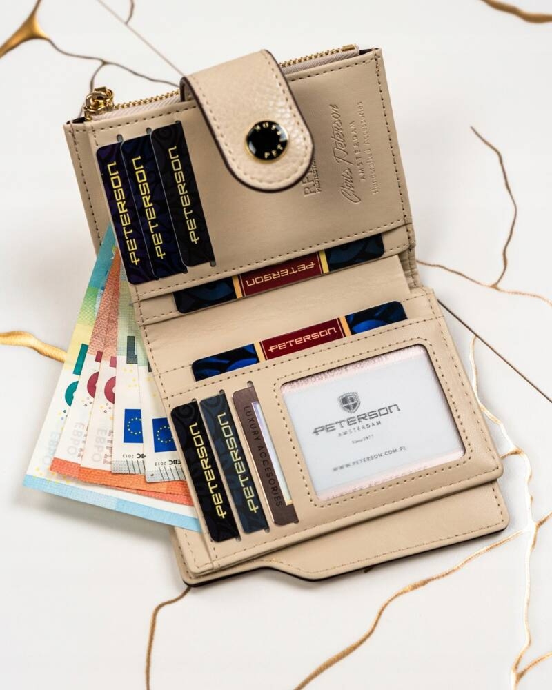Zgrabny portfel damski ze skóry eko Peterson RFID