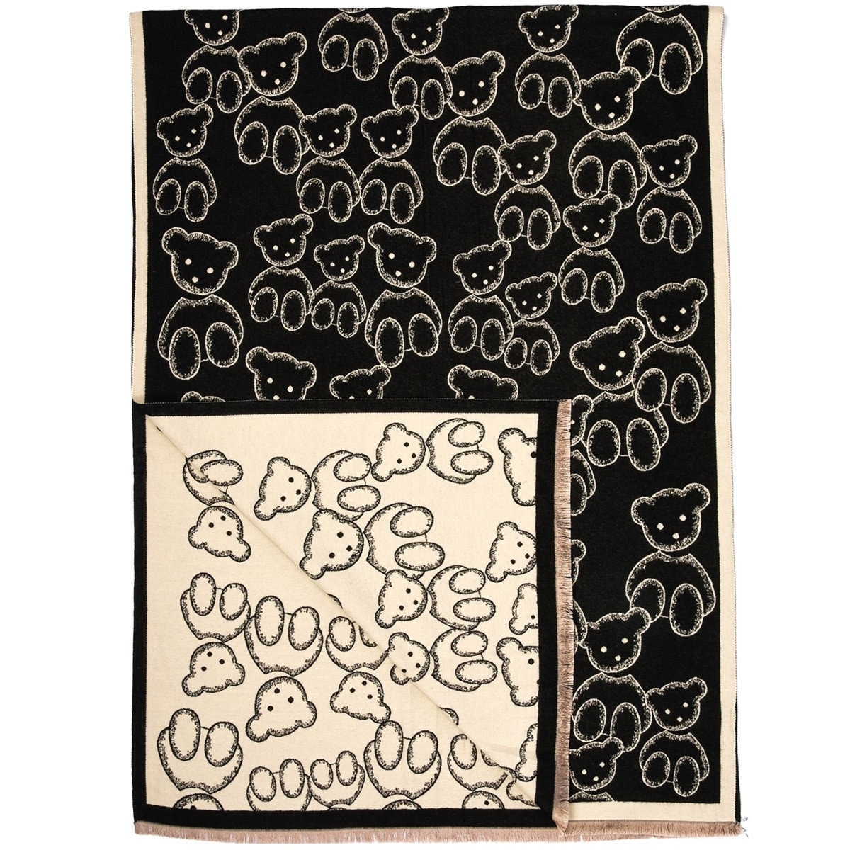 Czarny Szalik damski duży bawełniany niepowtarzalny XA-4-5