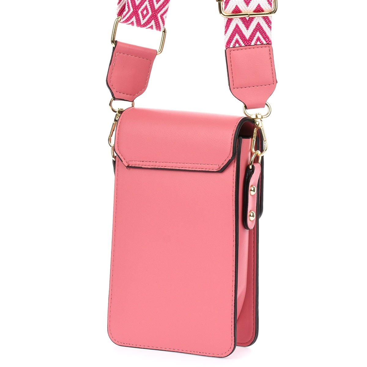 Torebka damska na telefon mini listonoszka raportówka na ramię fuksja ekoskóra POR-T-20