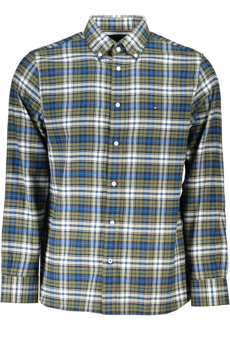 ZIELONA KOSZULA MĘSKA TOMMY HILFIGER Z DŁUGIM RĘKAWEM