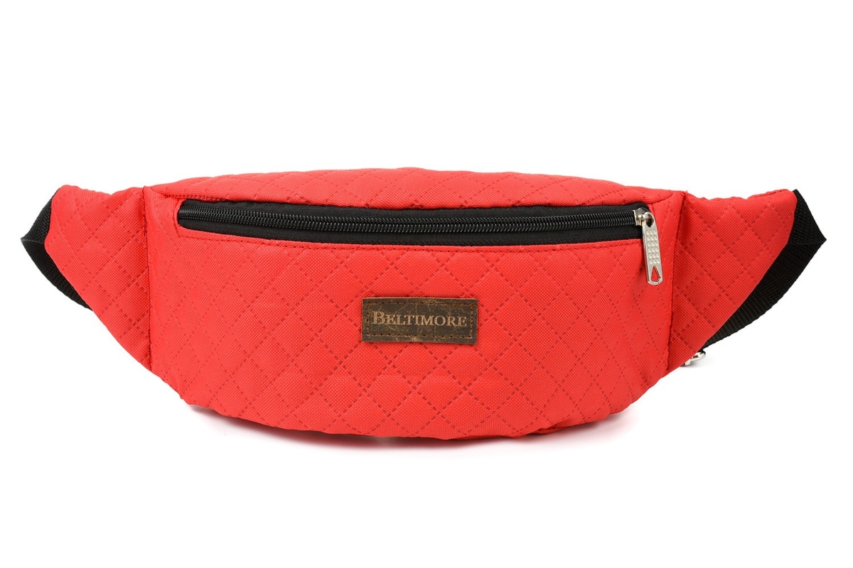 Czerwona nerka saszetka na biodro duża lakostka BELTIMORE C84