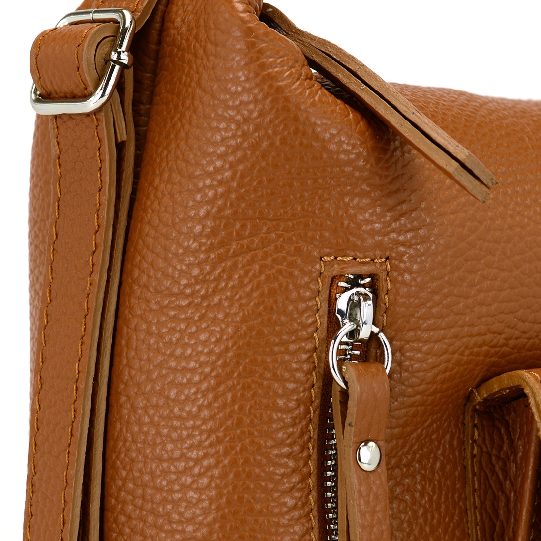 Vera Pelle damska torebka-plecak skórzana listonoszka na ramię kieszenie