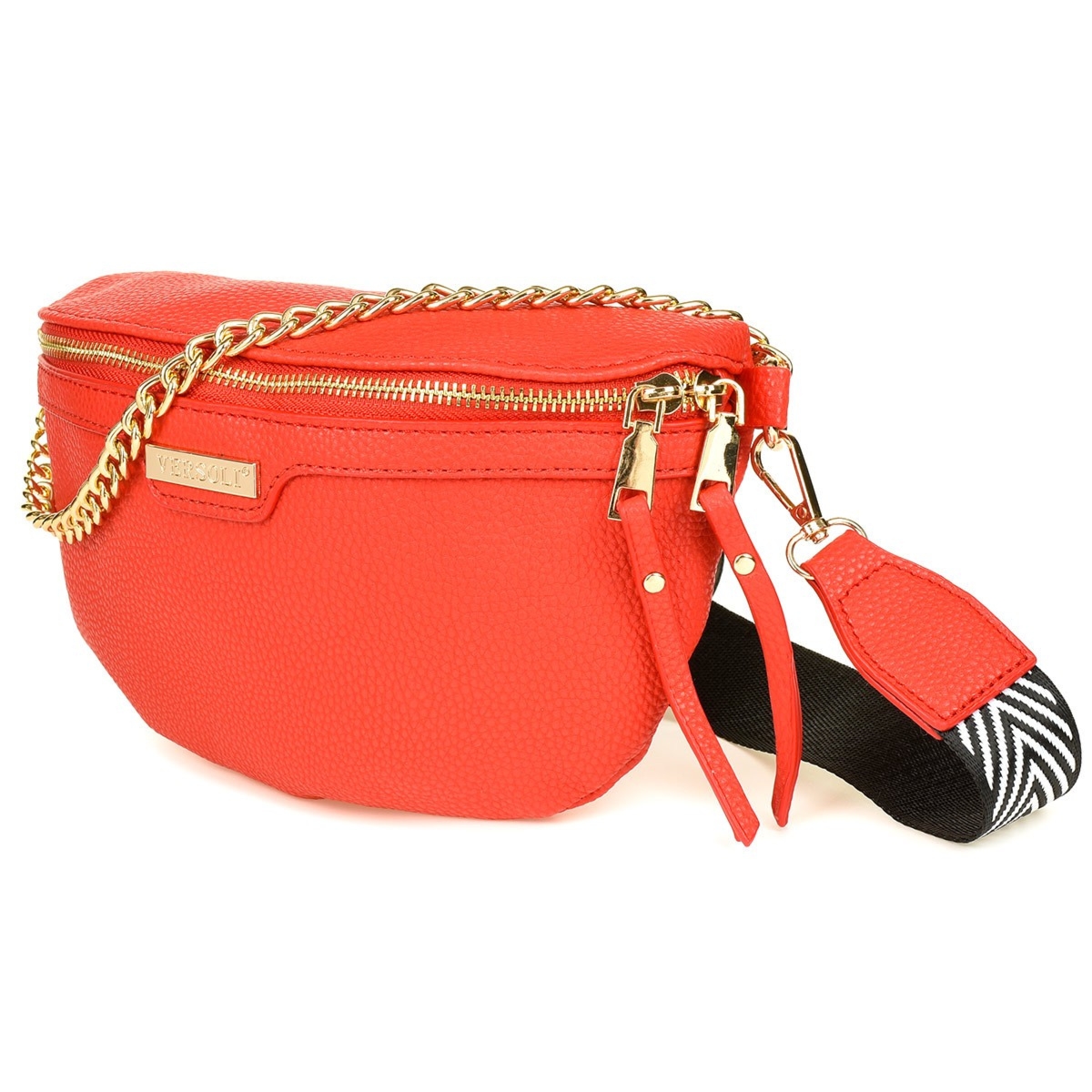 Czerwona Saszetka damska matowa przez ramię na pasku modna I03