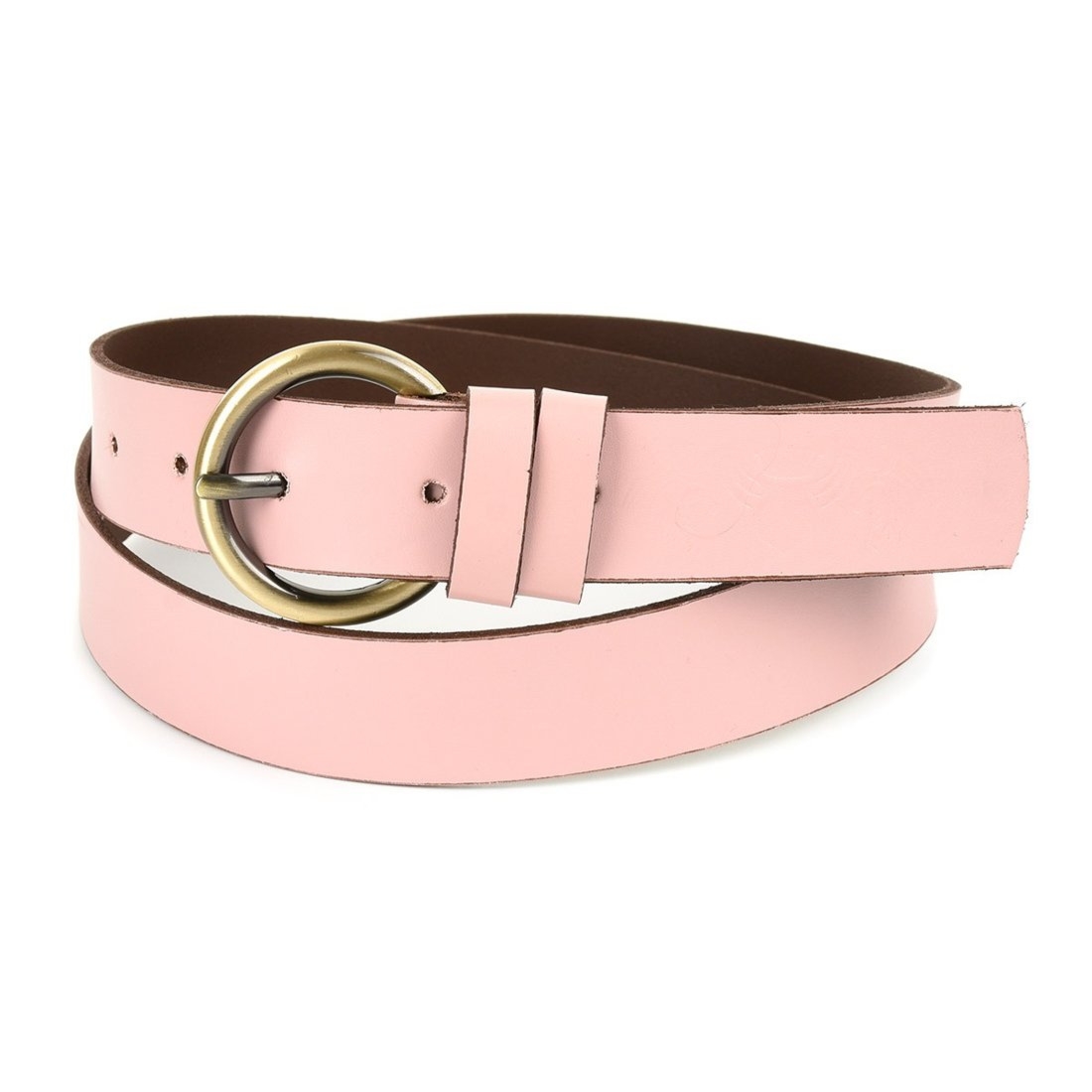 Beltimore skórzany damski pasek do spodni 3 cm różowy A69 : Kolory - różowy, Rozmiar pasków - r.100-115 cm