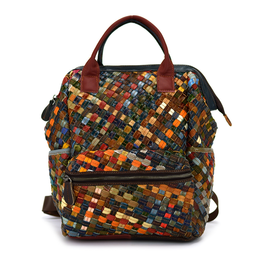Magic Bags duży plecak damski skórzany kieszenie kolorowa mozaika duży