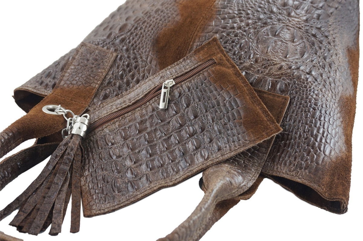Modny worek skórzany CROCO Barberinis - Brązowy