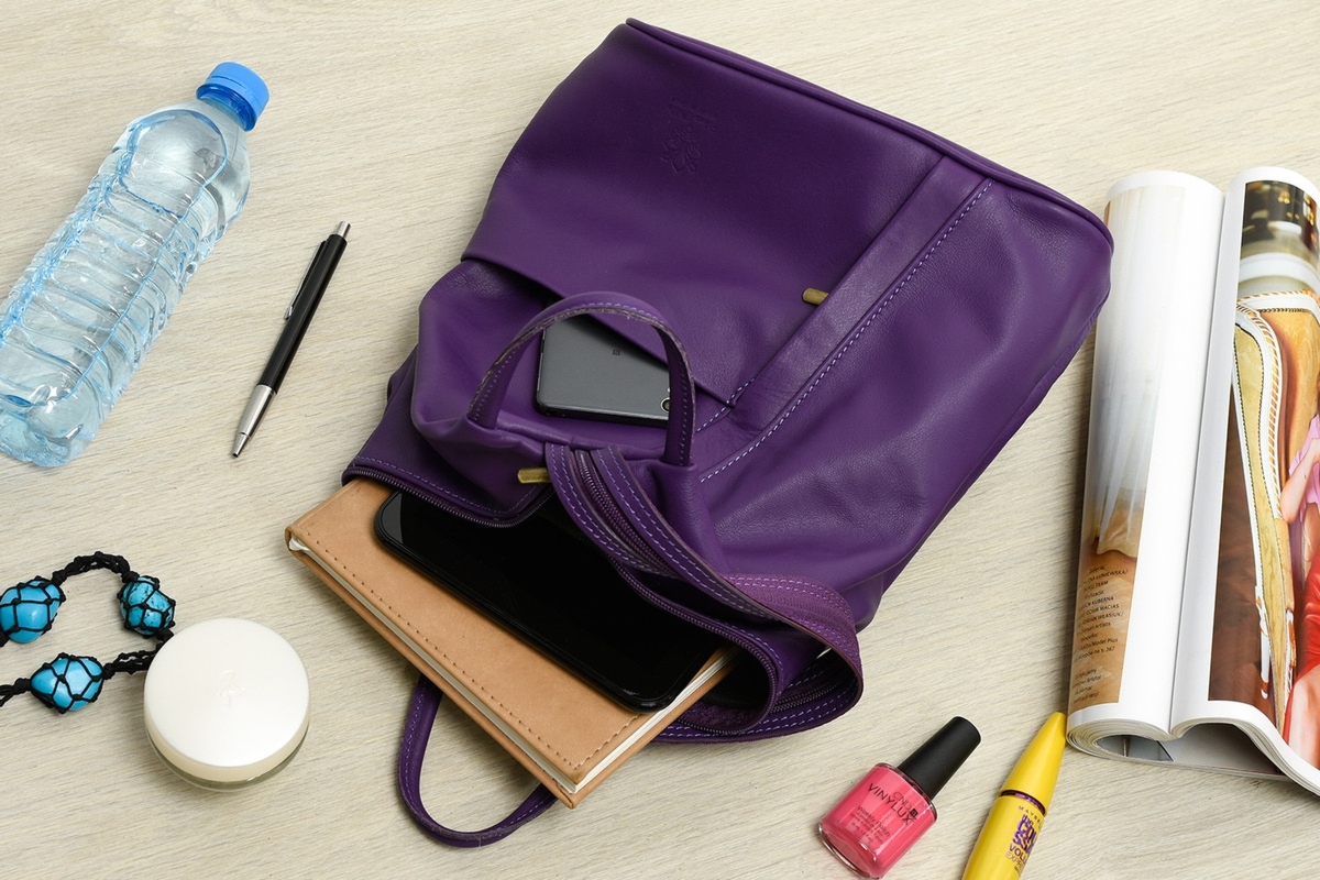 Vera Pelle damski plecak miejski skóra naturalna pojemny 4 kieszenie