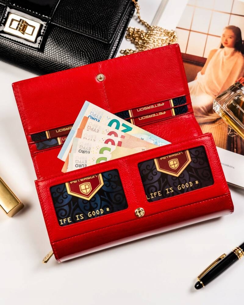 Elegancki, skórzany portfel damski na zatrzask - Peterson