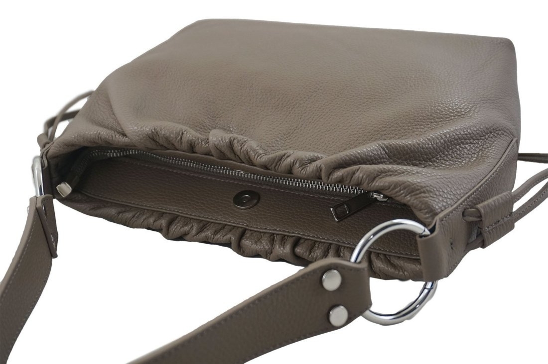 Modne torebki marszczone na ramię - Beżowa ciemna