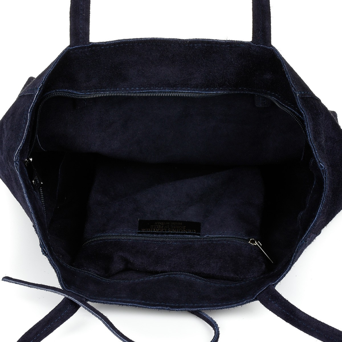 Granatowa Damska Włoska Skórzana Torebka Worek A4 Troczek W18