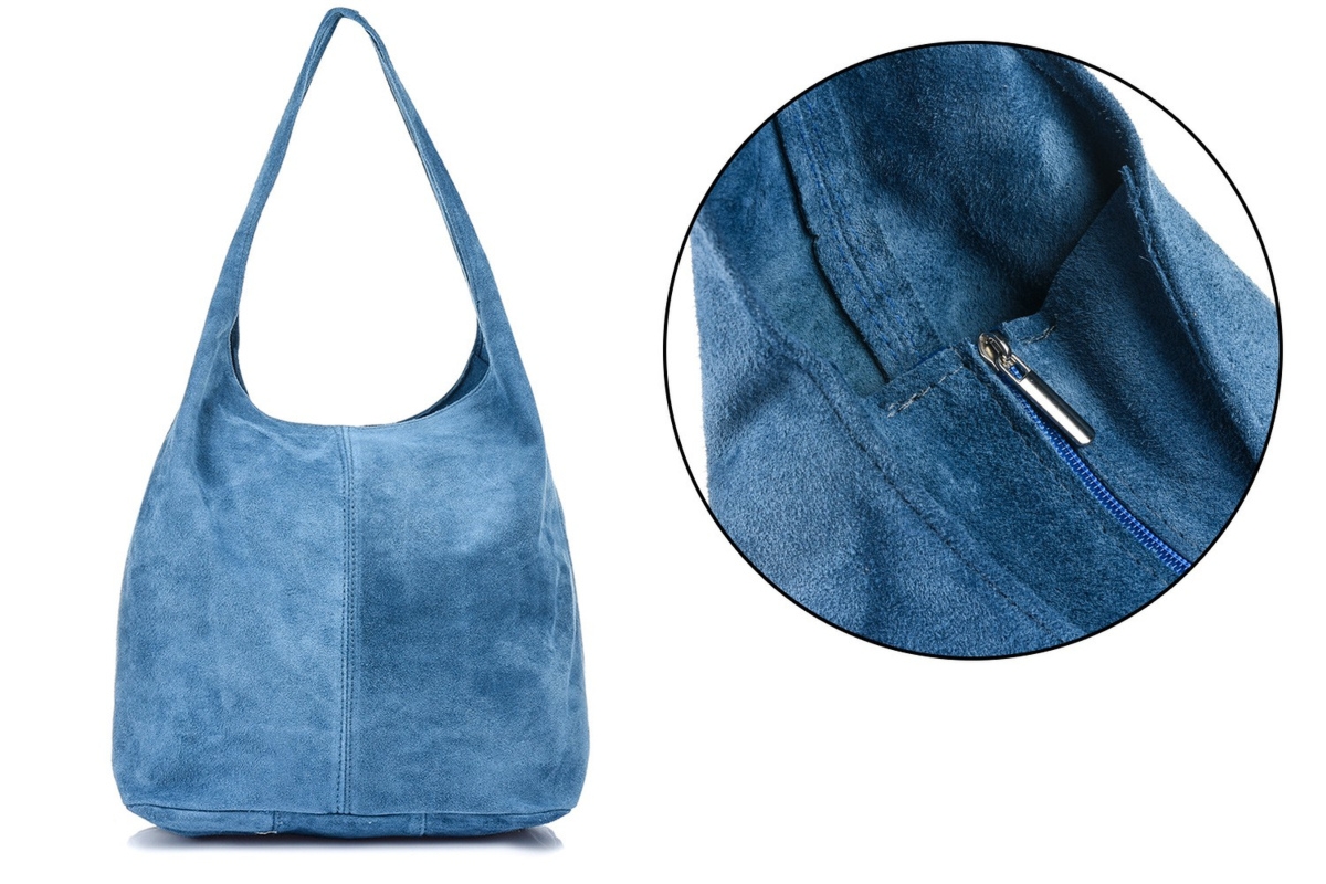 Włoska Torebka worek Skórzana zamsz Naturalny musztarda U35