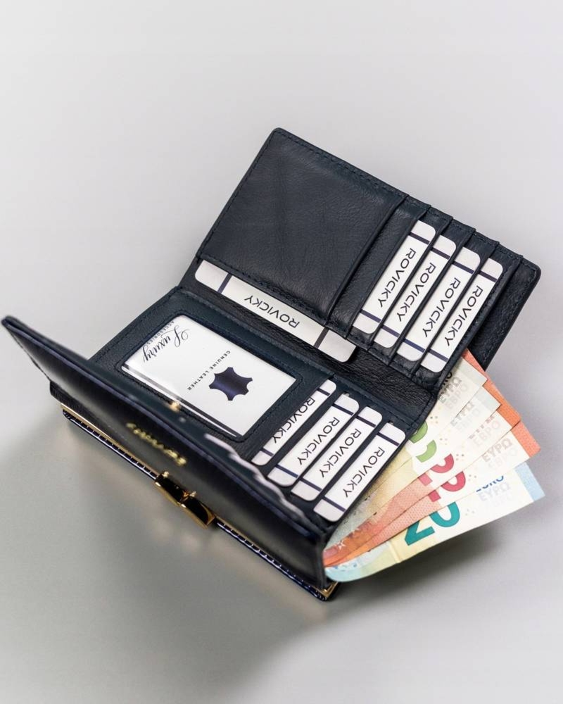 Prezent na Dzień Kobiet. Portfel damski Rovicky skórzany duży bigiel