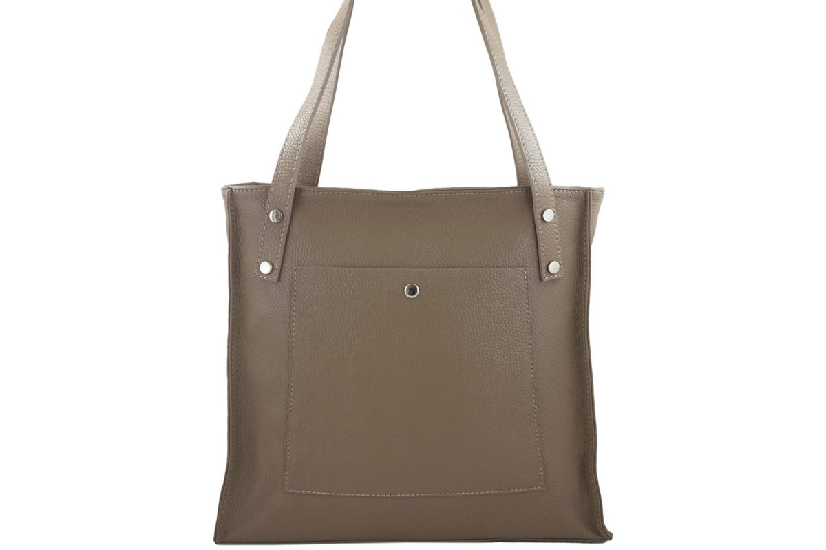 Torebka skórzana na ramię damska - Beżowa ciemna