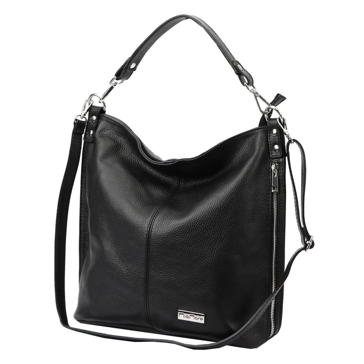 Damska stylowa skórzana torebka na ramię shopper z kieszeniami MiaMore