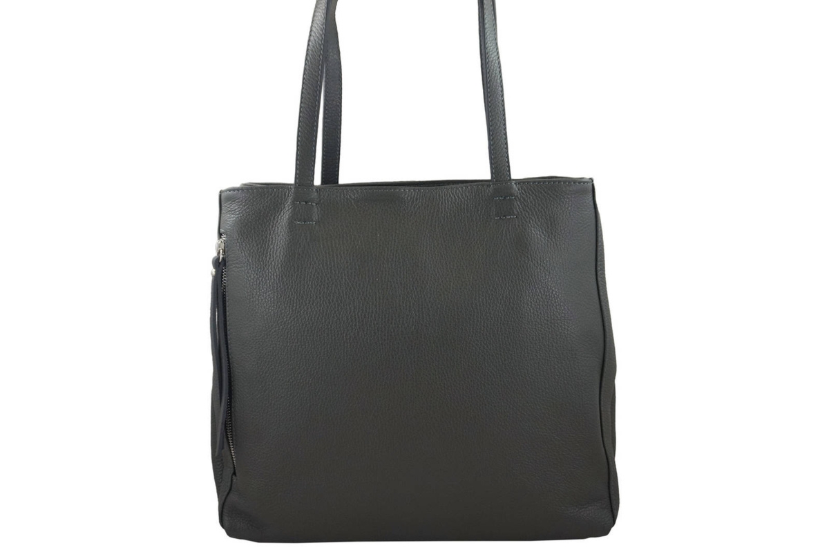 Torba skórzana A4 na ramię - Szara ciemna