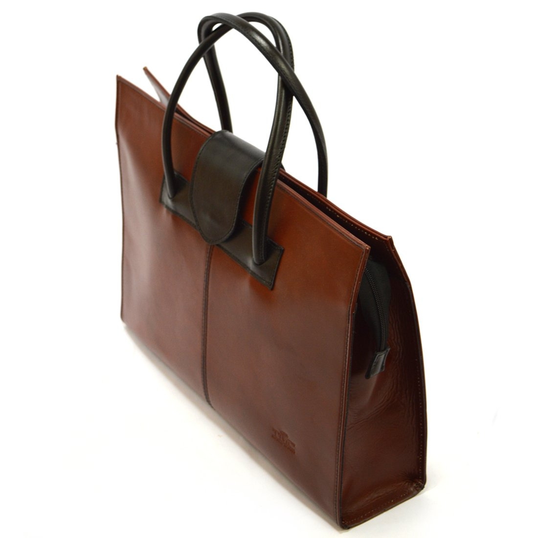 Vera Pelle Damska duża skórzana aktówka na dokumenty kuferek torebka