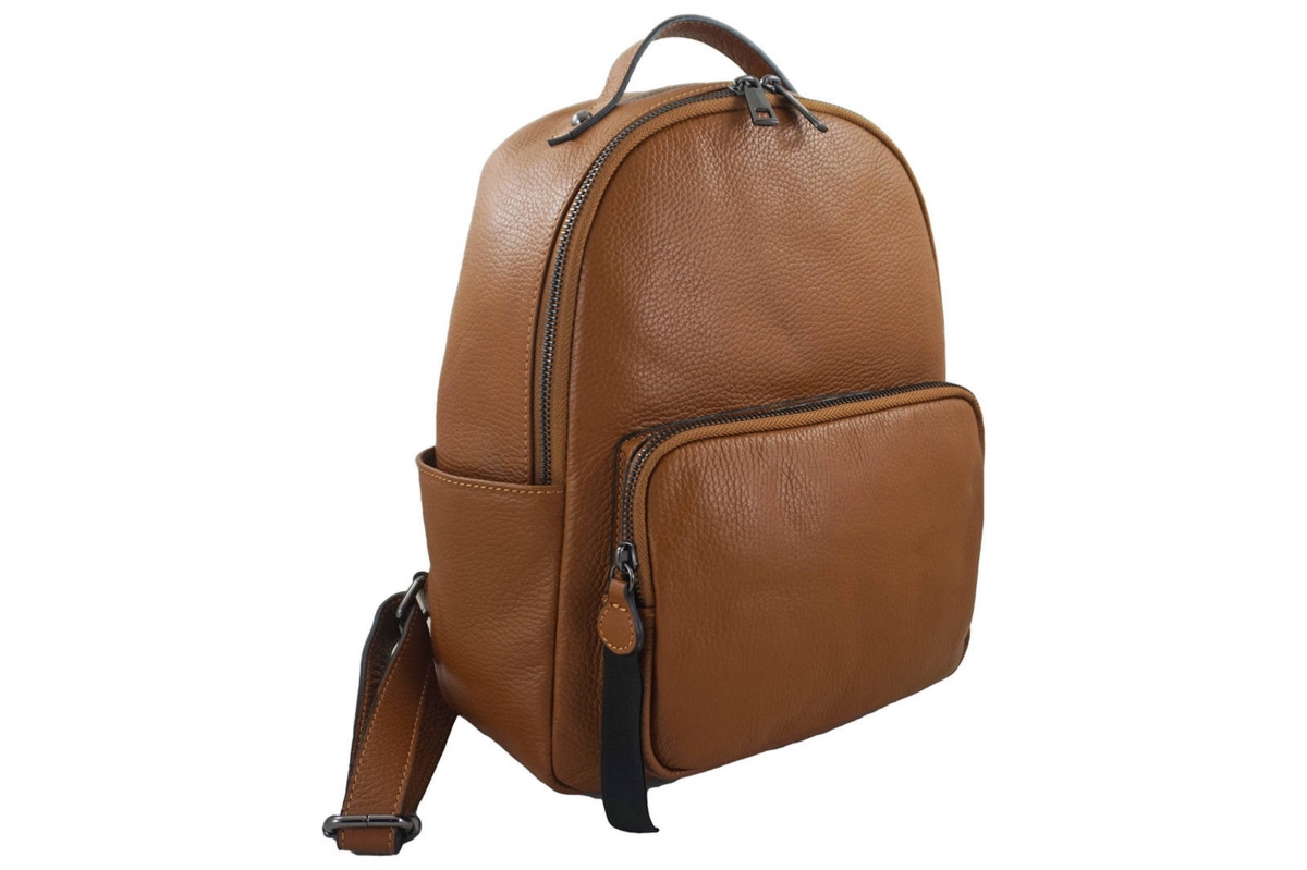 Elegancki plecak skórzany - Brązowy jasny