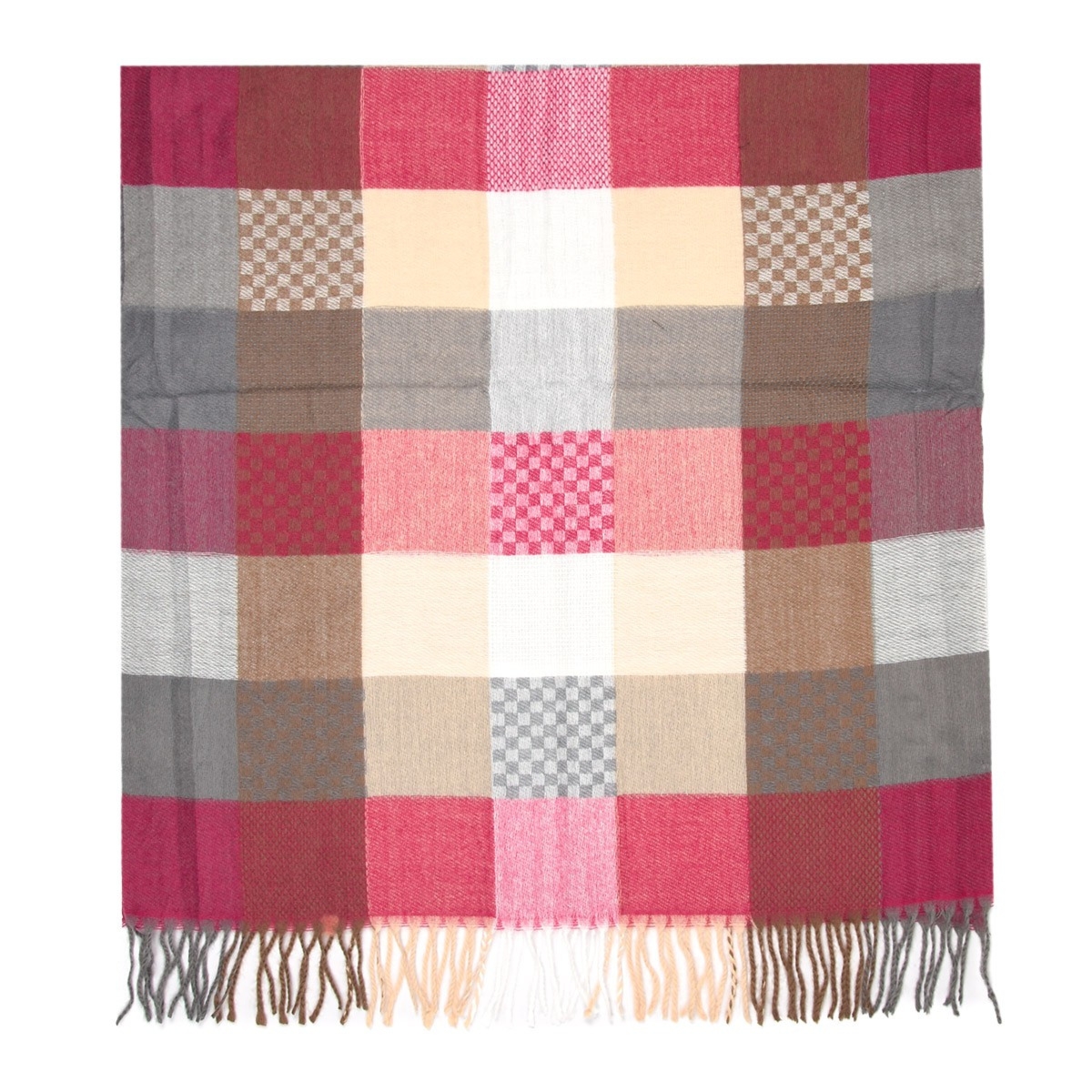 Różowy Duży Szalik Damski bawełniany ciepły chusta jesień RE-66