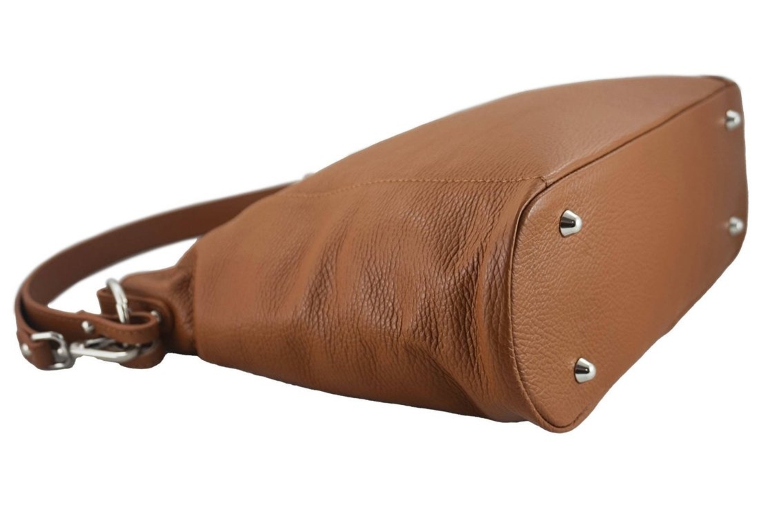 Pojemny skórzany worek na ramię - Szary ciemny