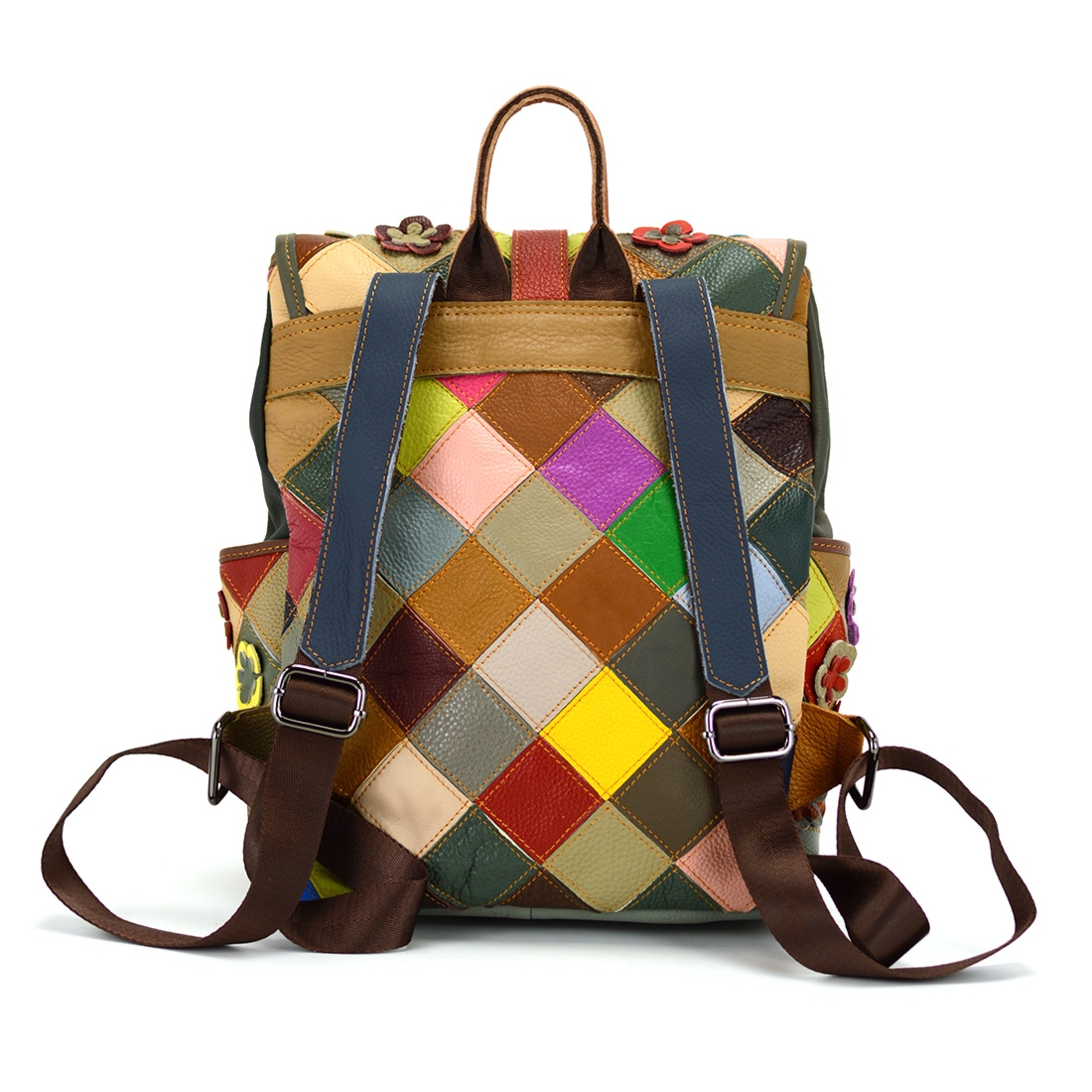 Magic Bags plecak damski duży skóra naturalna kolorowa mozaika miejski