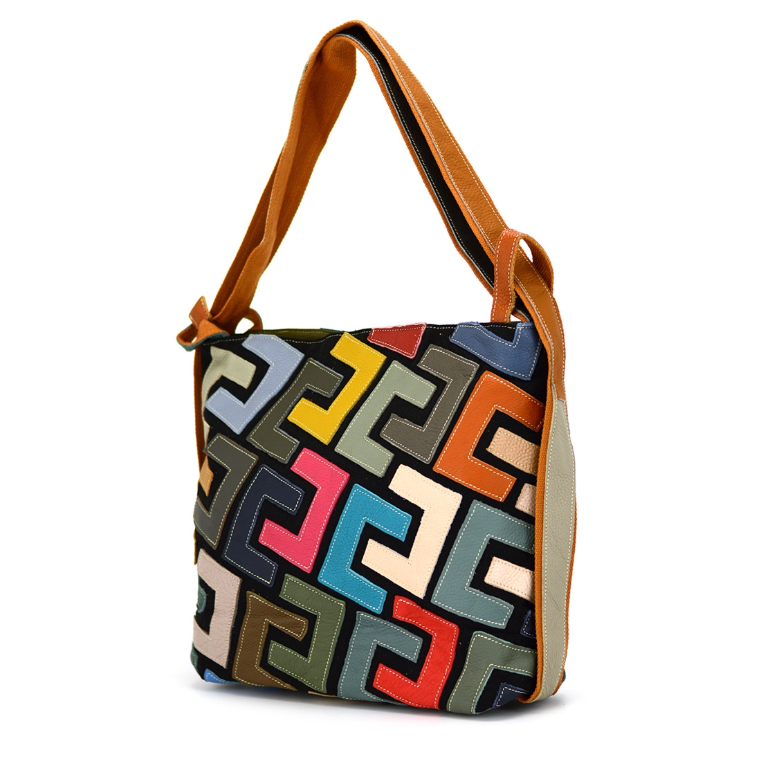 Magic Bags damska torebka na ramię skóra naturalna mozaika kolorowa