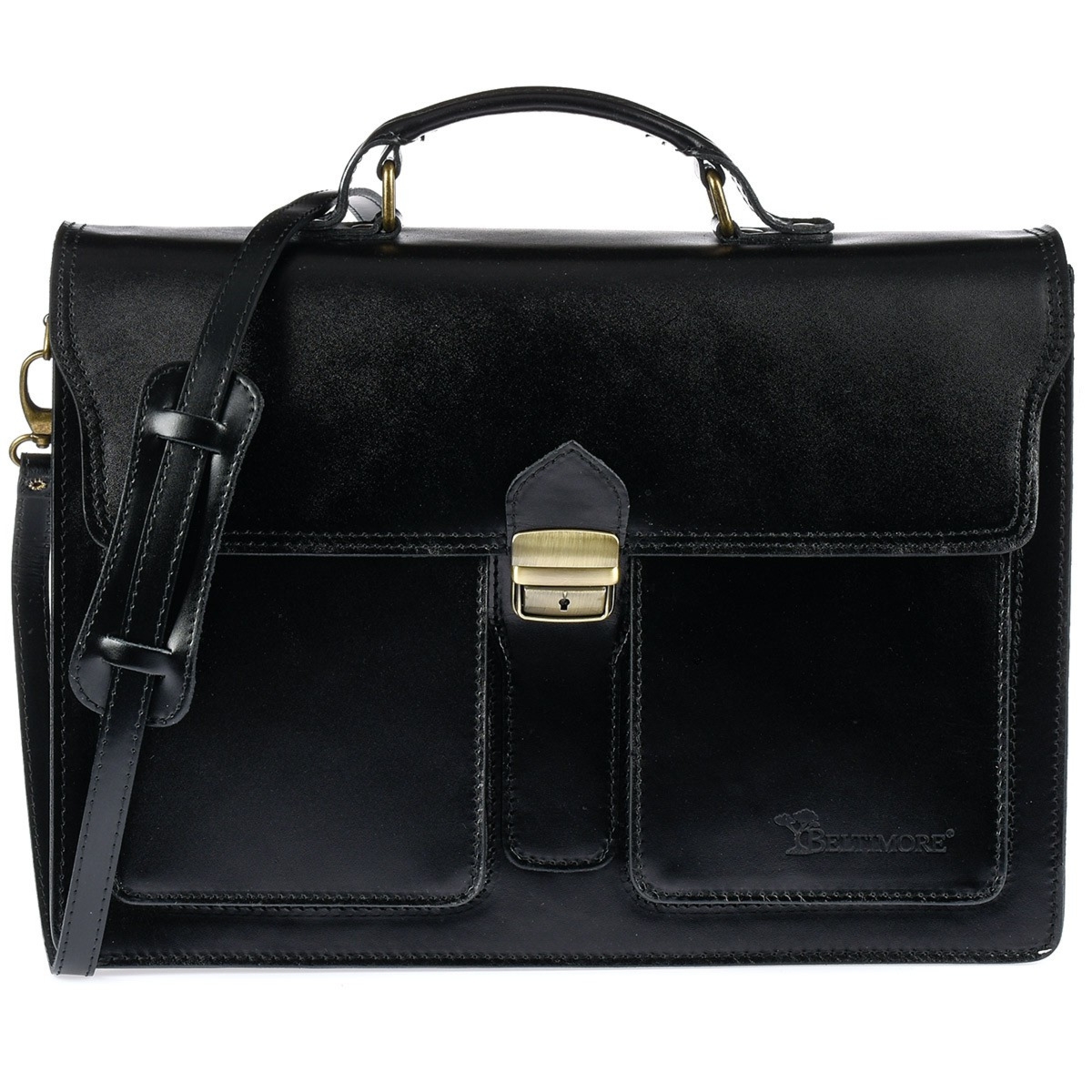 Czarna skórzana aktówka męska elegancka teczka na dokumenty Beltimore J21