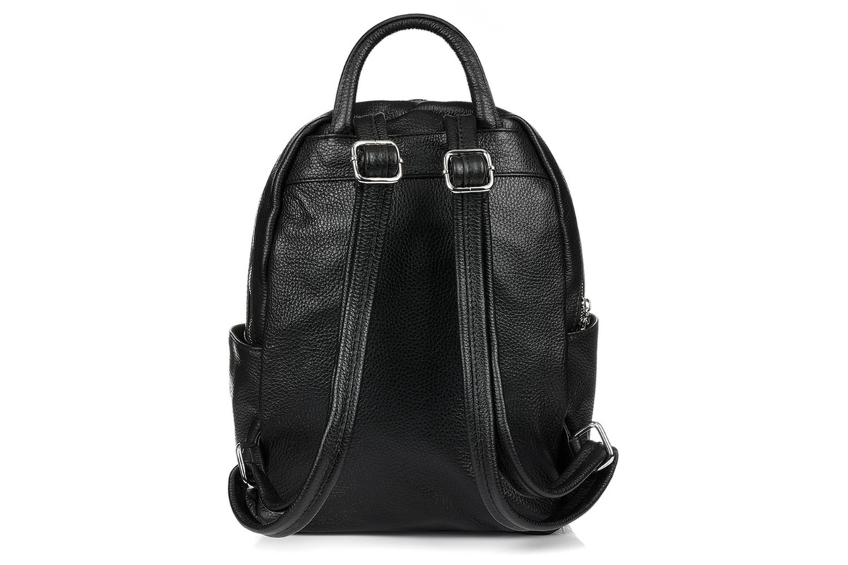 Granatowy Włoski Plecak Skórzany A4 damski dużo kieszeni C79