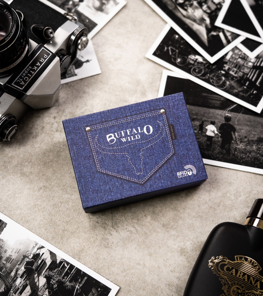 Mały skórzany portfel męski Buffalo Wild z RFID