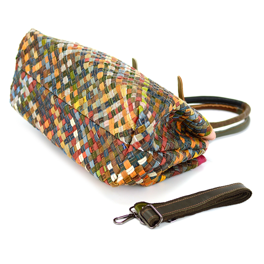 Damska duża torebka na ramię kolorowa mozaika