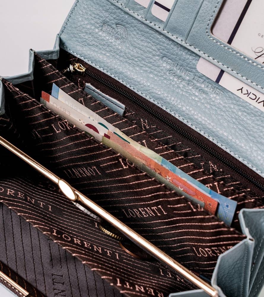 Portfel na Dzień Kobiet. Lorenti portfel skóra naturalna duża podłużna RFID