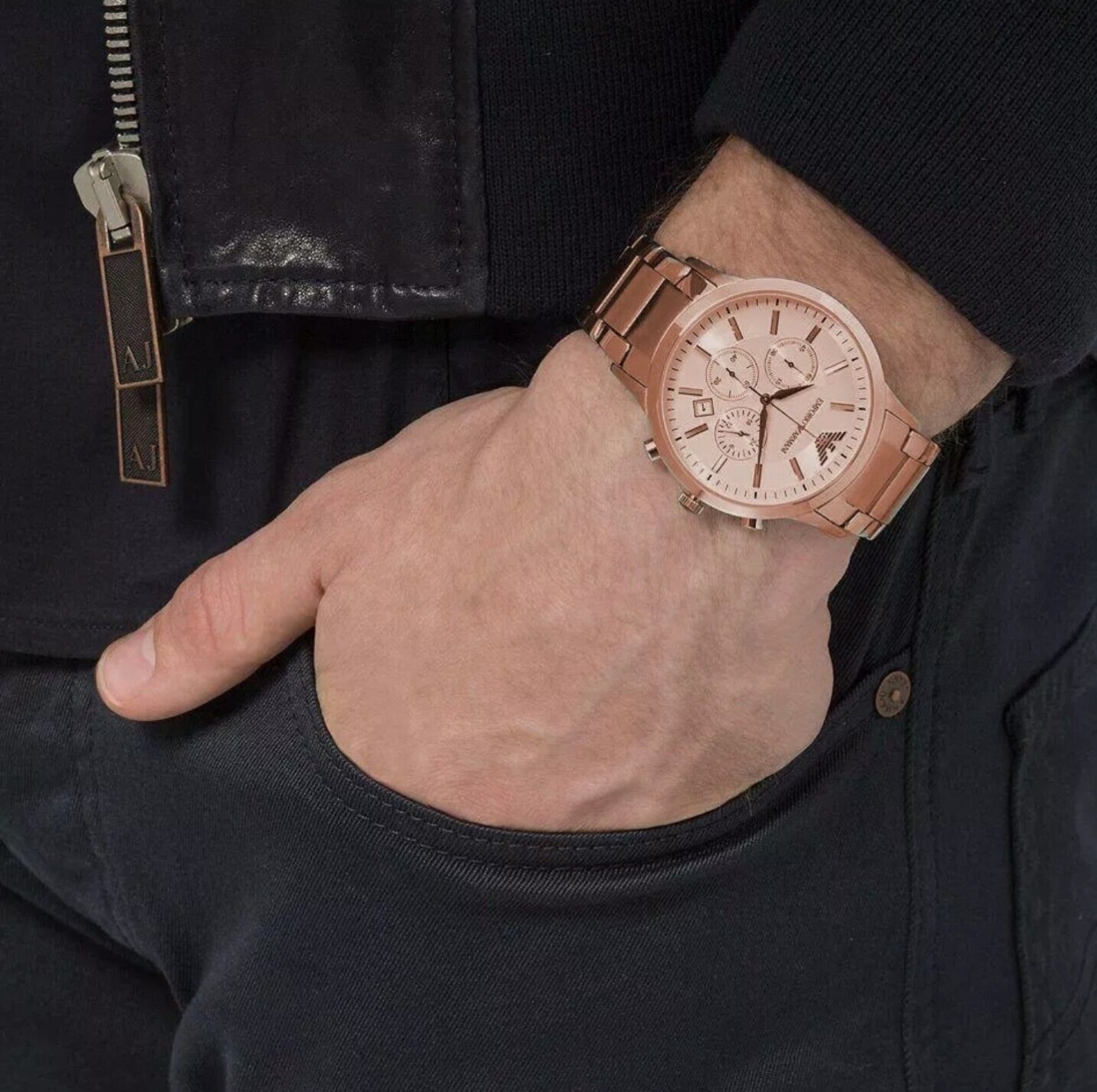 Zegarek ARMANI AR2452. Kwarcowy, Kolor różowy. Mężczyzna.