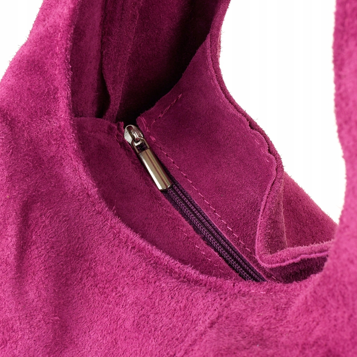 Włoska Torebka worek Skórzana zamsz Naturalny musztarda U35