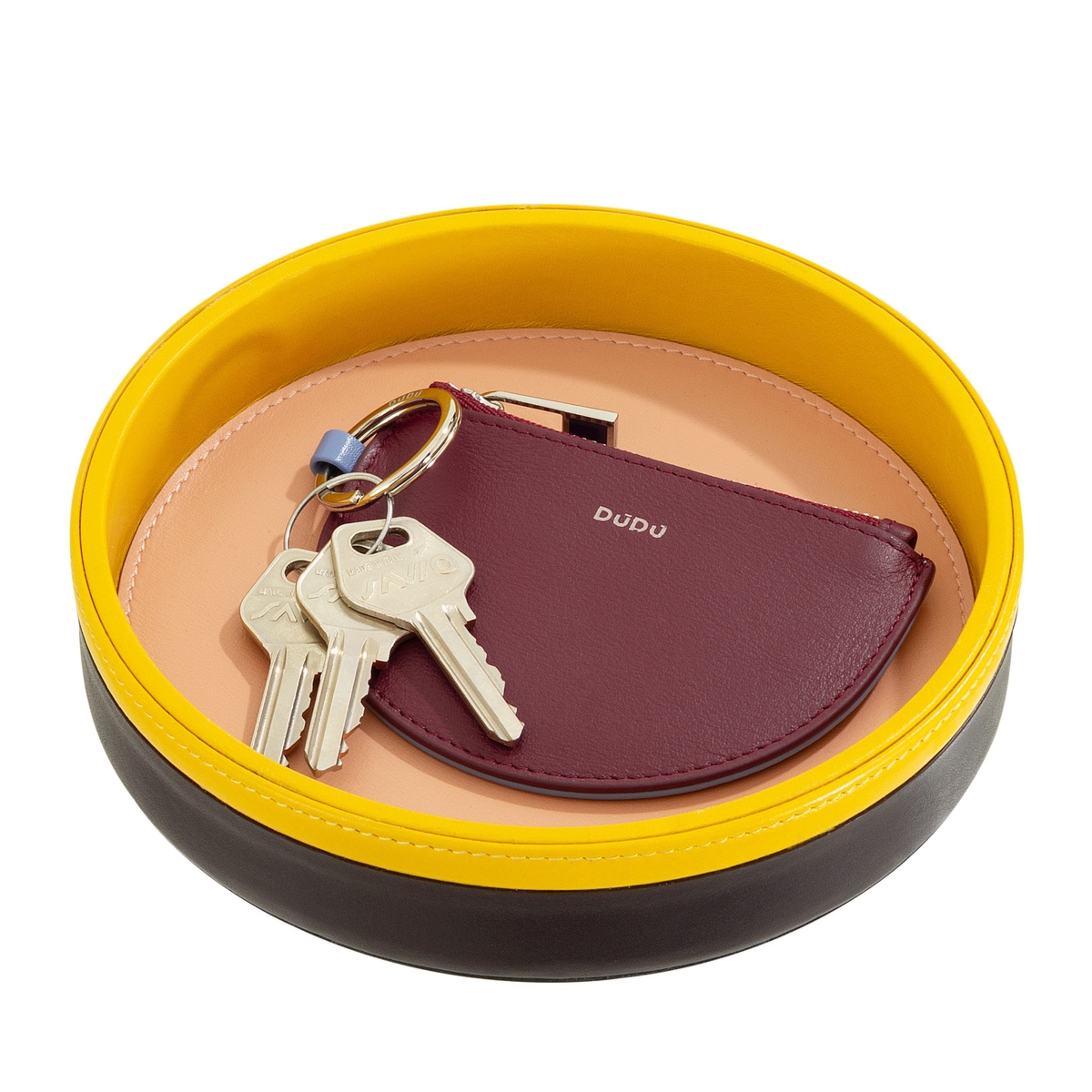 Mała okrągła taca ze skóry do dekoracji DUDU