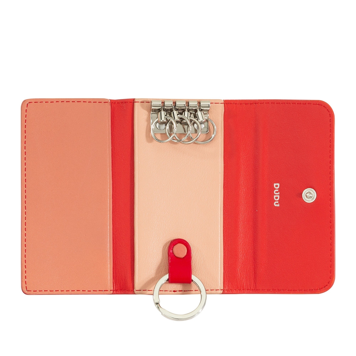 DuDu etui na klucze skóra naturalna zamykane na zatrzask 5 karabińczyków