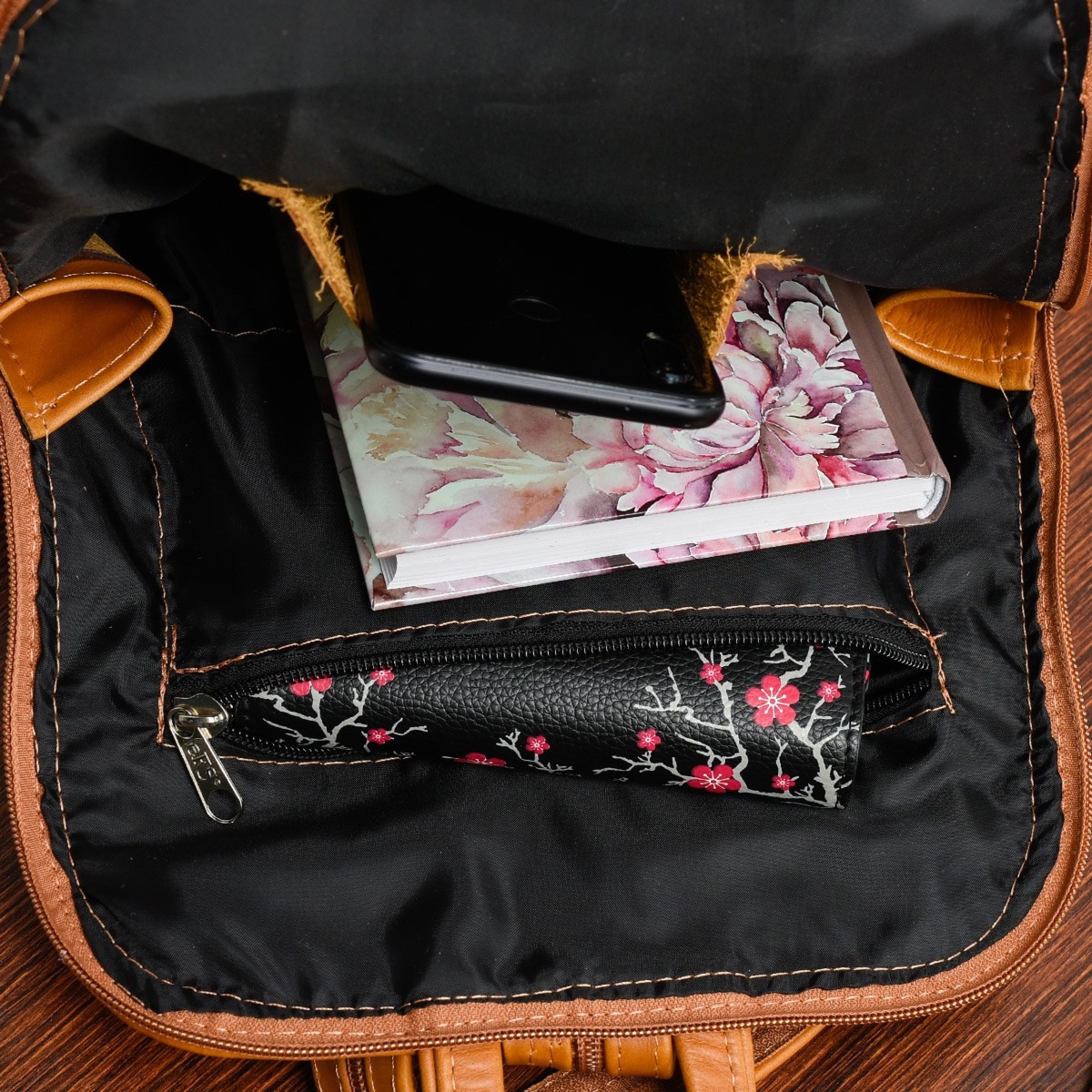 Plecak skórzany camel torebka elegancka poręczna Beltimore 021