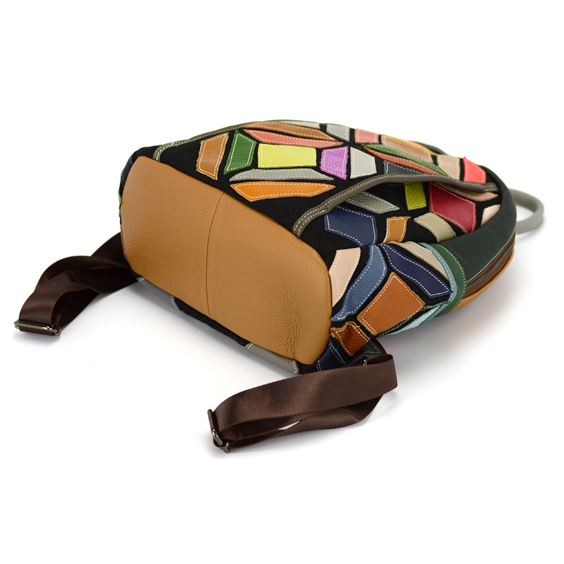 Magic Bags plecak damski skóra naturalna kolorowa mozaika miejski suwak