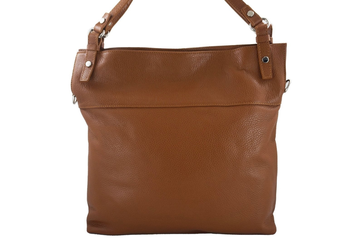 Duży skórzany worek / shopper bag - A4 - Szary ciemny