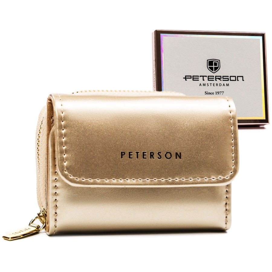 Elegancki portfel damski z lakierowanej skóry ekologicznej - Peterson