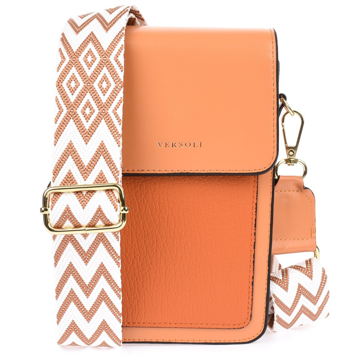 Torebka damska na telefon mini listonoszka raportówka na ramię pomarańczowa ekoskóra POR-T-20