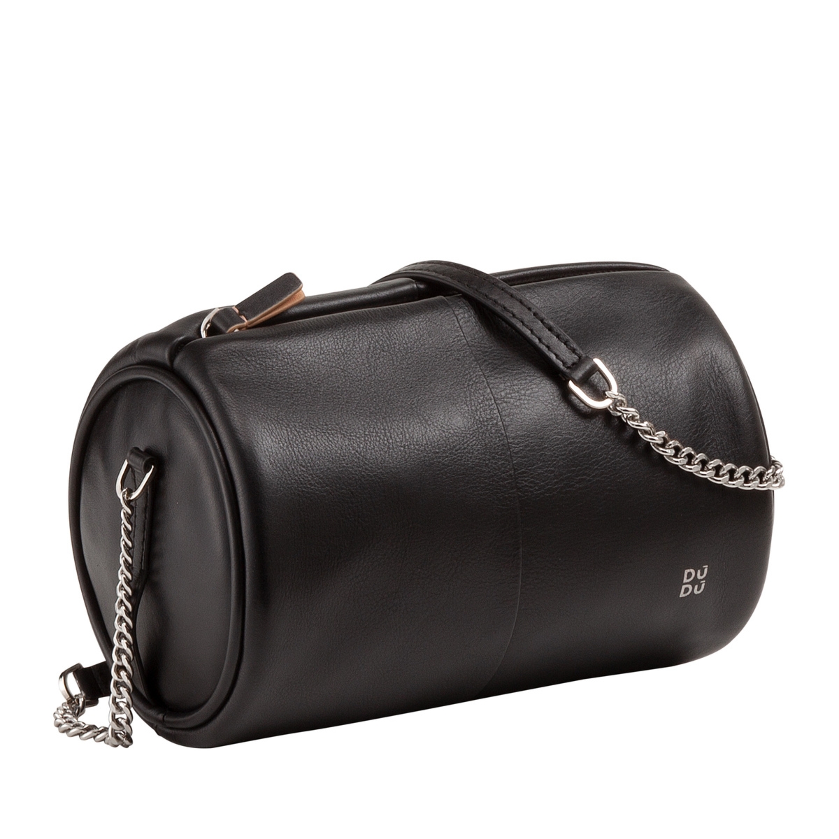 Skórzana damska mała torebka na ramię z łańcuszkiem kształt tuby DUDU