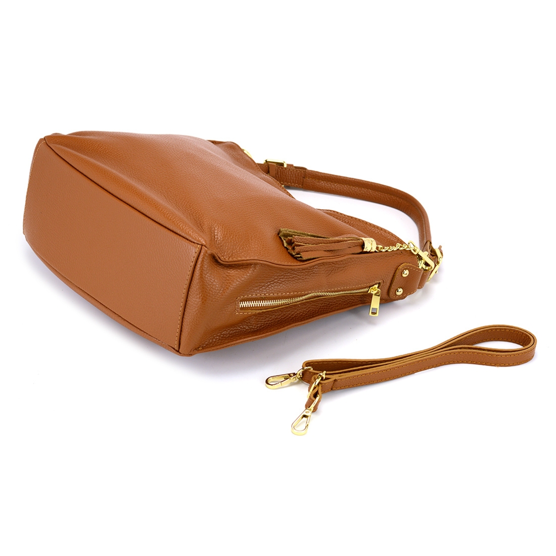 Vera Pelle damska torebka na ramię skóra naturalna listonoszka kieszenie